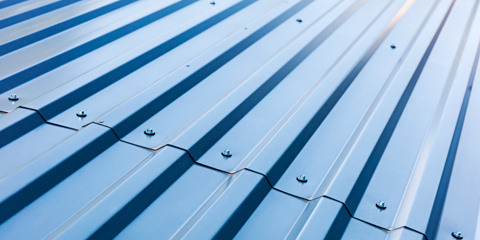 blue corrugated metal roof with rivets
